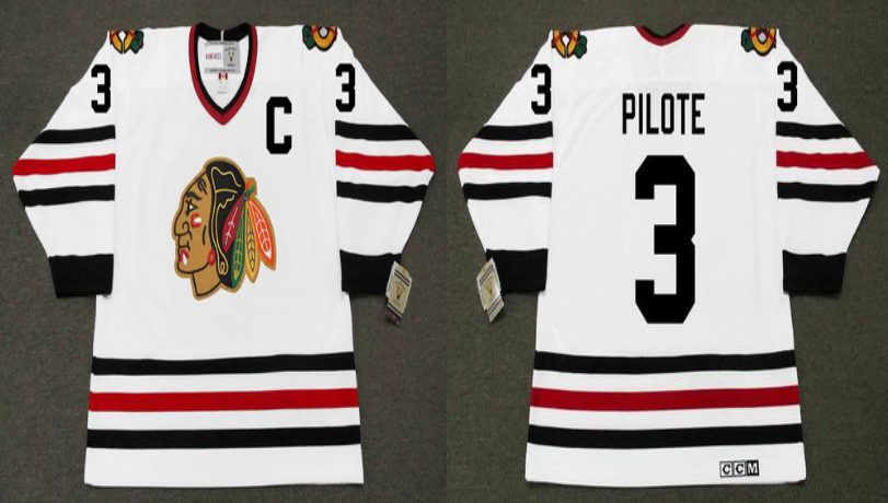 2019 Men Chicago Blackhawks #3 Pilote white CCM NHL jerseys